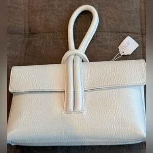 Elegant White Leather Clutch Made in Italy